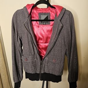Volcom Jacket  with hot pink satiny lining size small